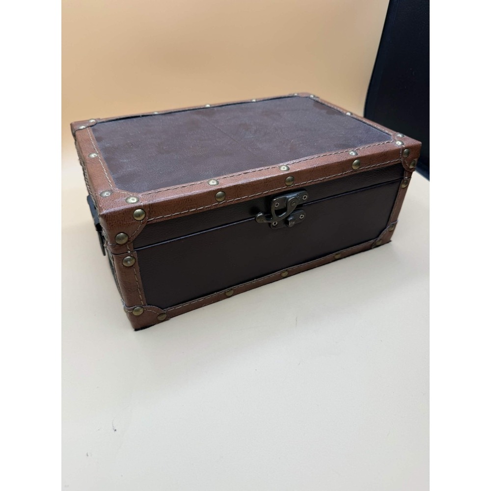 Unbranded Vintage Style Small Trunk Decorative Storage Box Faux Leather Brown